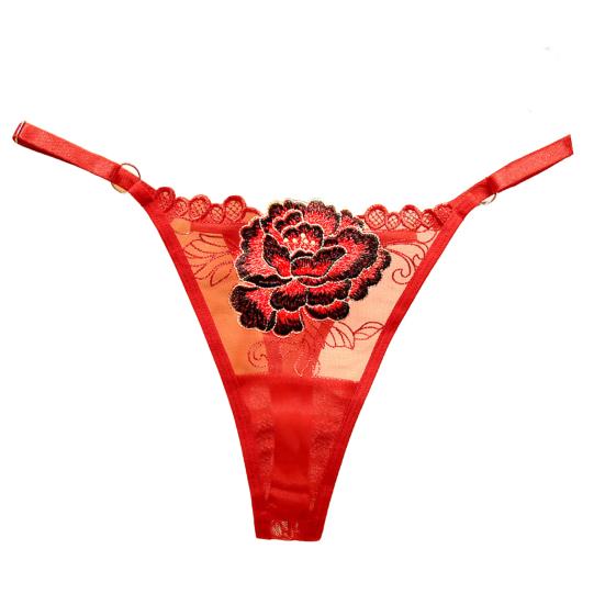 Damen G-String Stricken Slim Fit Verführerisch schick Dünn Intim Blumenstickerei für Flitterwochen von Joom DACH