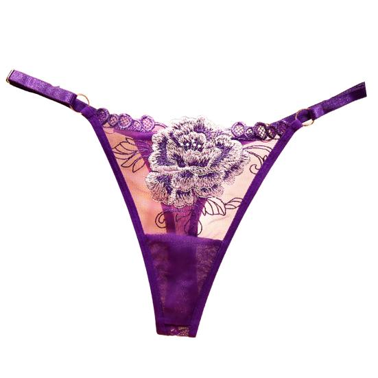 Damen G-String Stricken Slim Fit Verführerisch schick Dünn Intim Blumenstickerei für Flitterwochen von Joom DACH
