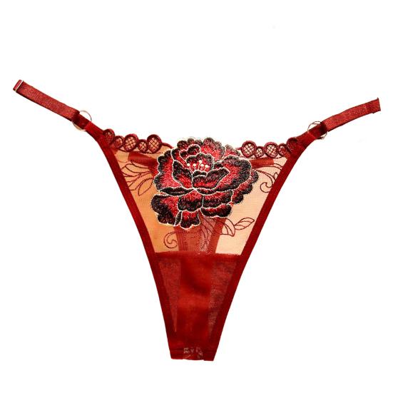 Damen G-String Stricken Slim Fit Verführerisch schick Dünn Intim Blumenstickerei für Flitterwochen von Joom DACH
