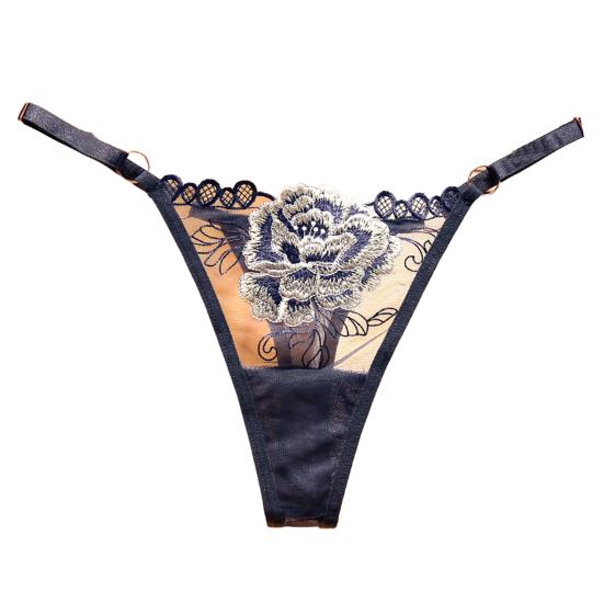Damen G-String Stricken Slim Fit Verführerisch schick Dünn Intim Blumenstickerei für Flitterwochen von Joom DACH