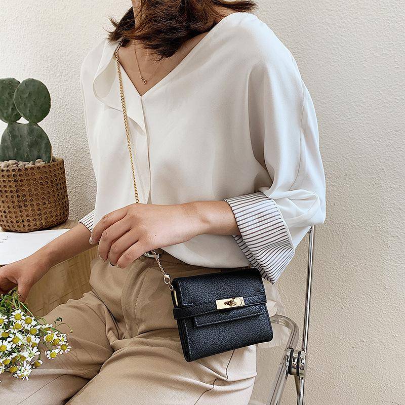 Damen Geldbörse, leichte Clutch, modisches Schloss, bequeme Geldbörse None schwarz von Joom DACH