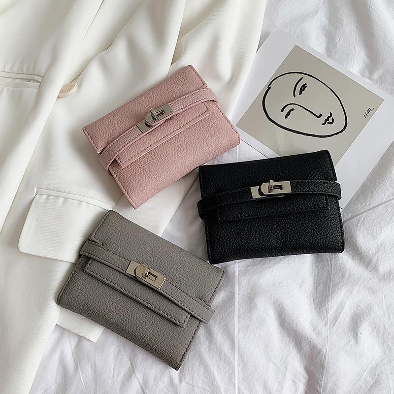 Damen Geldbörse, leichte Clutch, modisches Schloss, bequeme Geldbörse None grau von Joom DACH