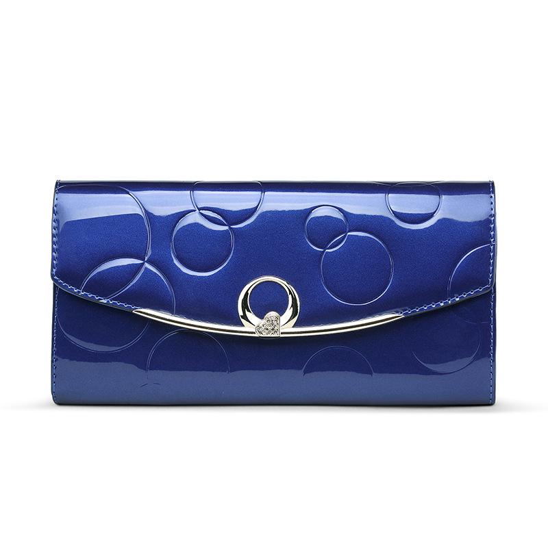 Damen-Geldbörse aus Leder, lang, modisch, mit großem Platz, mit mehreren Kartenfächern blau von Joom DACH