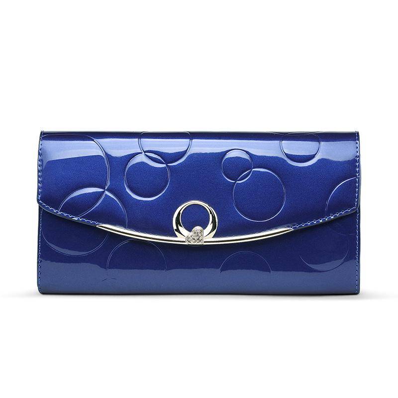 Damen-Geldbörse aus Leder, lang, modisch, mit großem Platz, mit mehreren Kartenfächern blau von Joom DACH