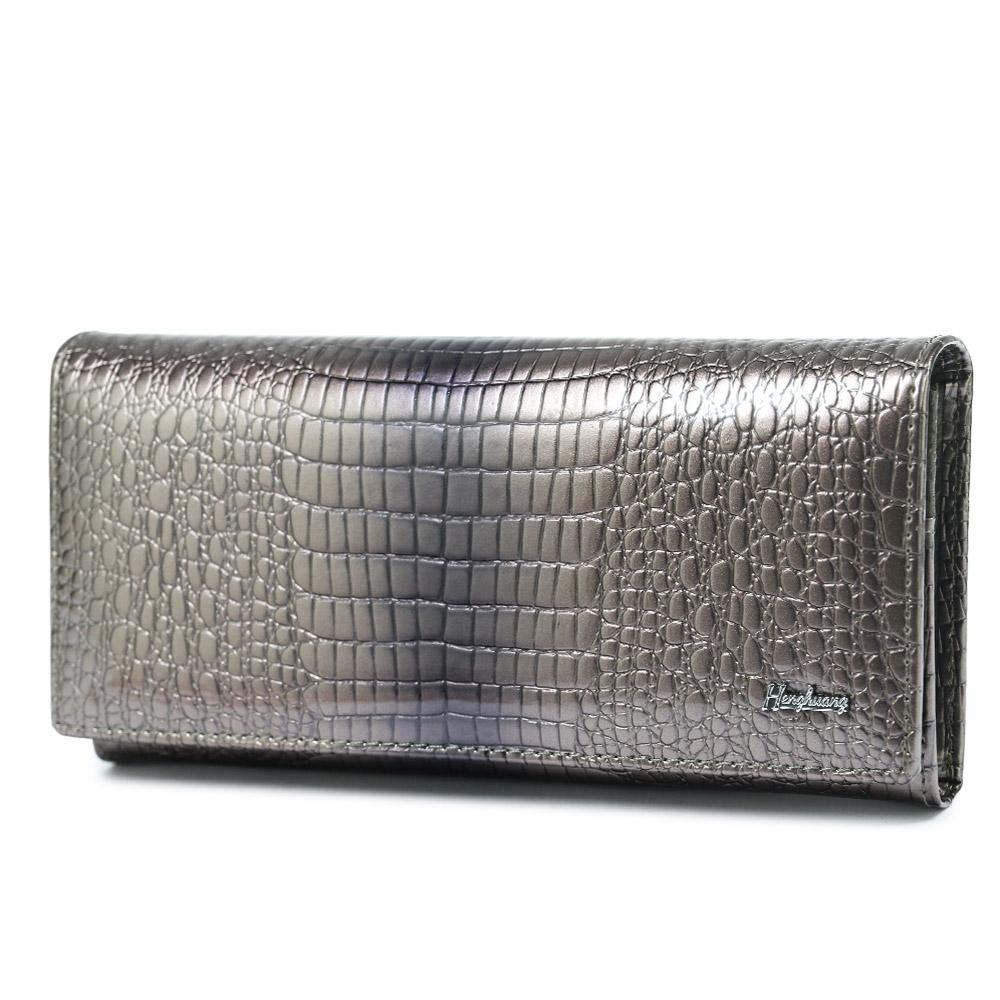 Damen-Geldbörse aus echtem Leder, Damen-Geldbörsen, Damen-Ausweishalter, Handtasche, Ehefrau-Geschenke, luxuriöse Handtasche, Rindsleder-Geldbörse mit Krokodilmuster grau von Joom DACH