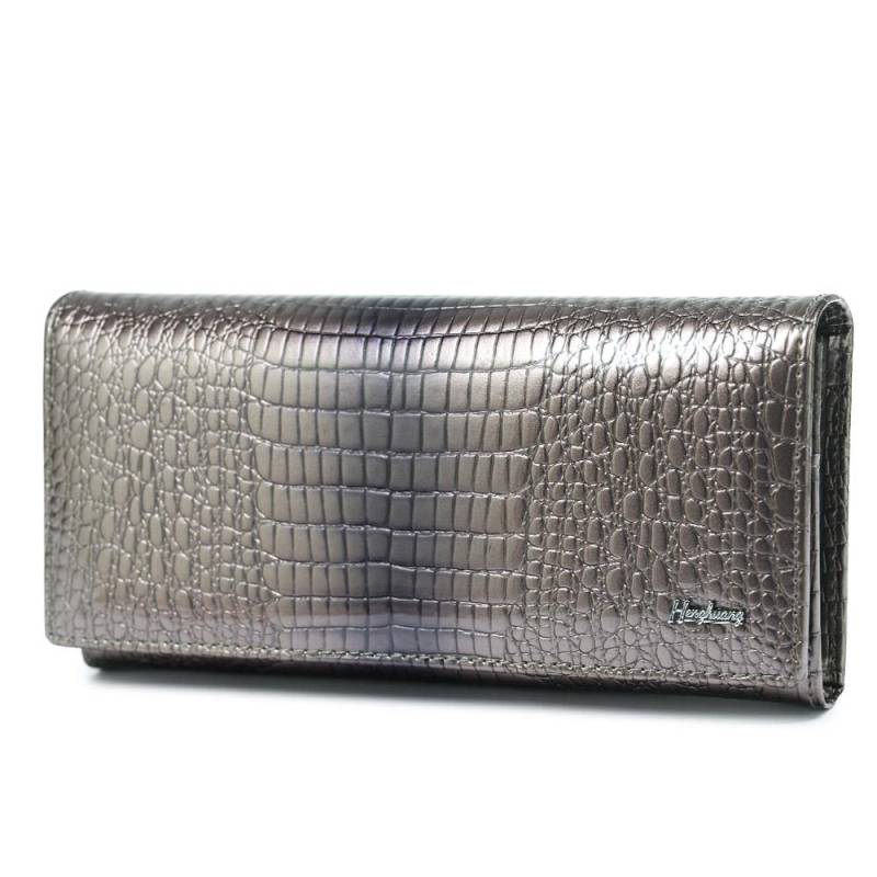 Damen-Geldbörse aus echtem Leder, Damen-Geldbörsen, Damen-Ausweishalter, Handtasche, Ehefrau-Geschenke, luxuriöse Handtasche, Rindsleder-Geldbörse mit Krokodilmuster grau von Joom DACH