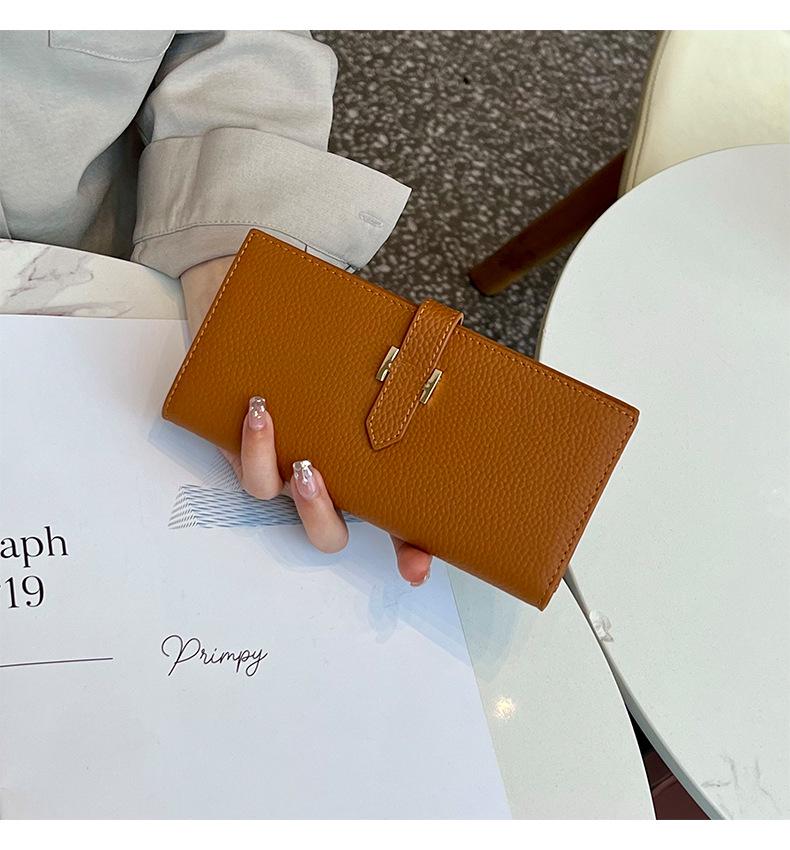 Damen Geldbörse aus echtem Leder, zweifach faltbar: Clutch aus Oberleder mit mehreren Kartenfächern und Handyfach von Joom DACH