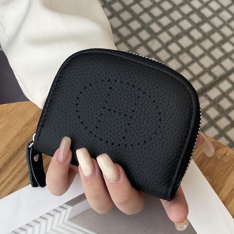 Damen Geldbörse aus echtem Leder für Karten und Münzen - 2025 Neu Rindsleder Schlüssel-, Lippenstift-, Ausweishalter schwarz von Joom DACH