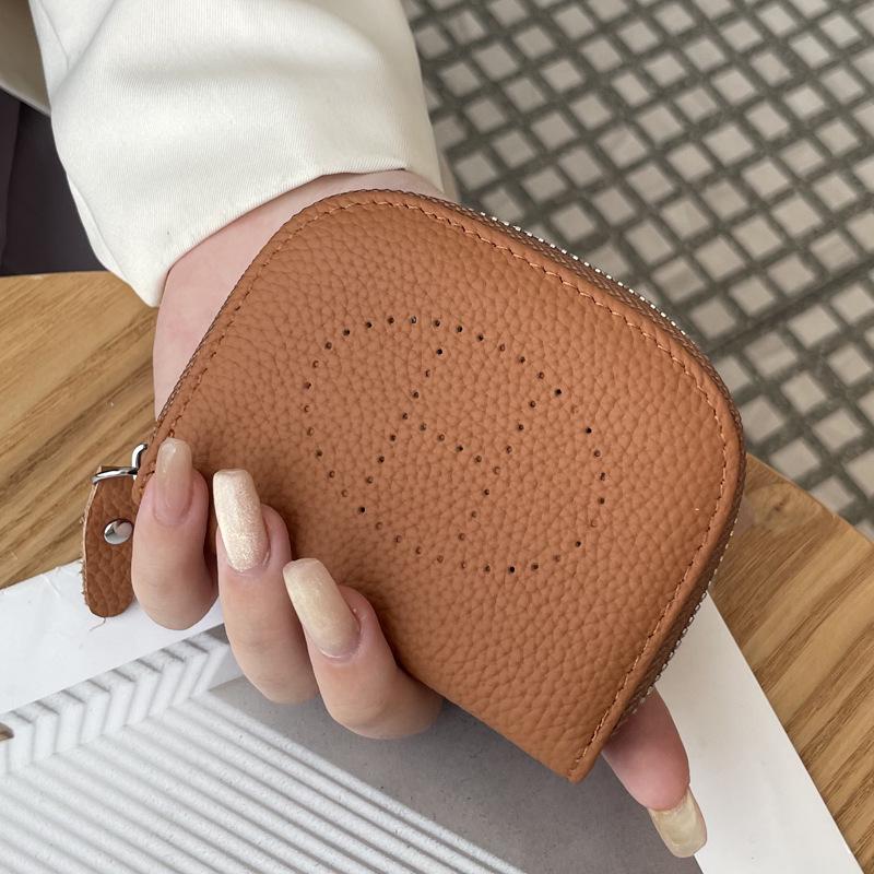 Damen Geldbörse aus echtem Leder für Karten und Münzen - 2025 Neu Rindsleder Schlüssel-, Lippenstift-, Ausweishalter kamelfarben von Joom DACH