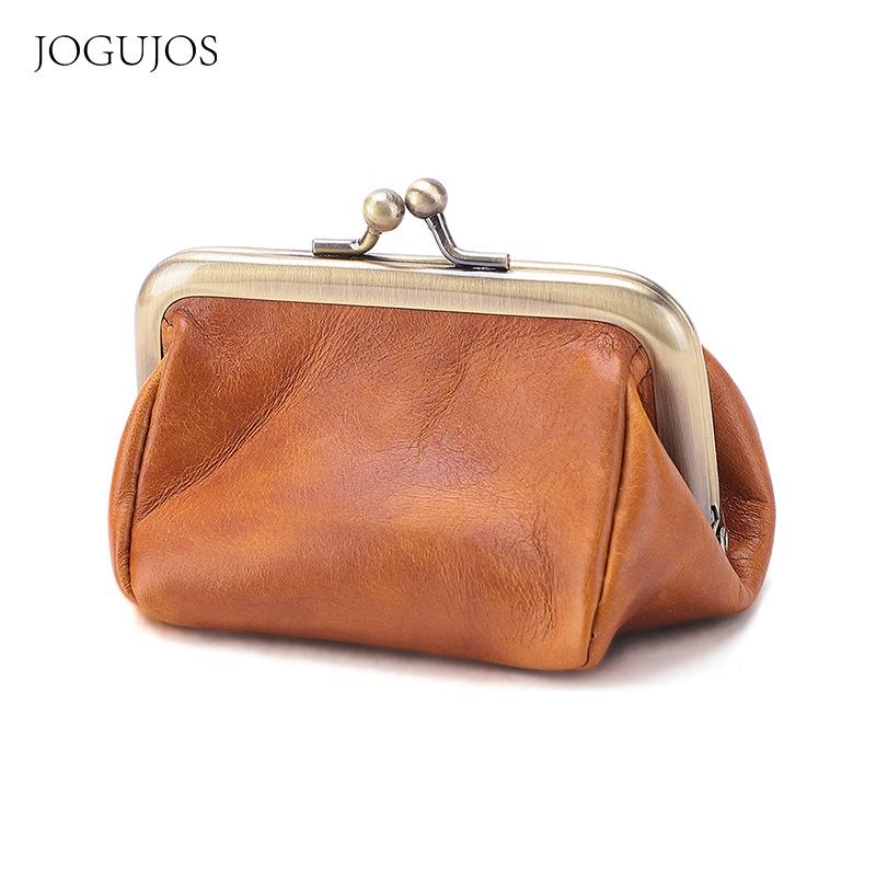 Damen Geldbörse mit Bügelverschluss aus echtem Leder - Minimalistisch, modisch, Mini-Münzbörse und Tasche braun von Joom DACH