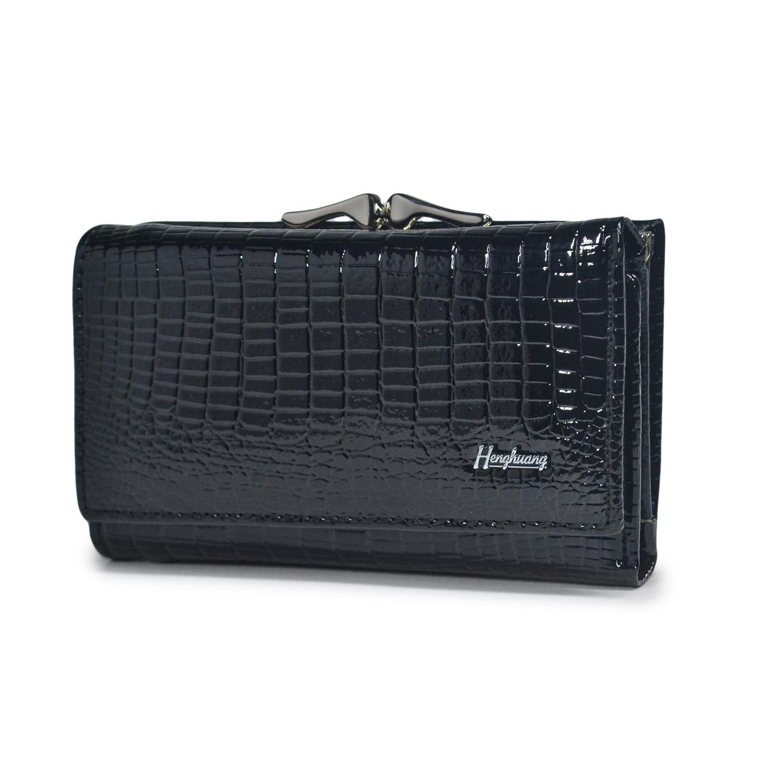 Damen Geldbörse und Portemonnaie aus echtem Leder, kleine, kurze Clutch, Geldbörse, Luxus-Geldbörsen für Damen schwarz von Joom DACH