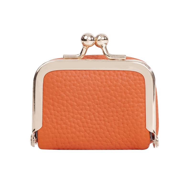 Damen Geldbörse & Schmuckbeutel aus echtem Leder: Kleiner Mini-Halter für Münzen, Ohrringe, Halsketten orange von Joom DACH