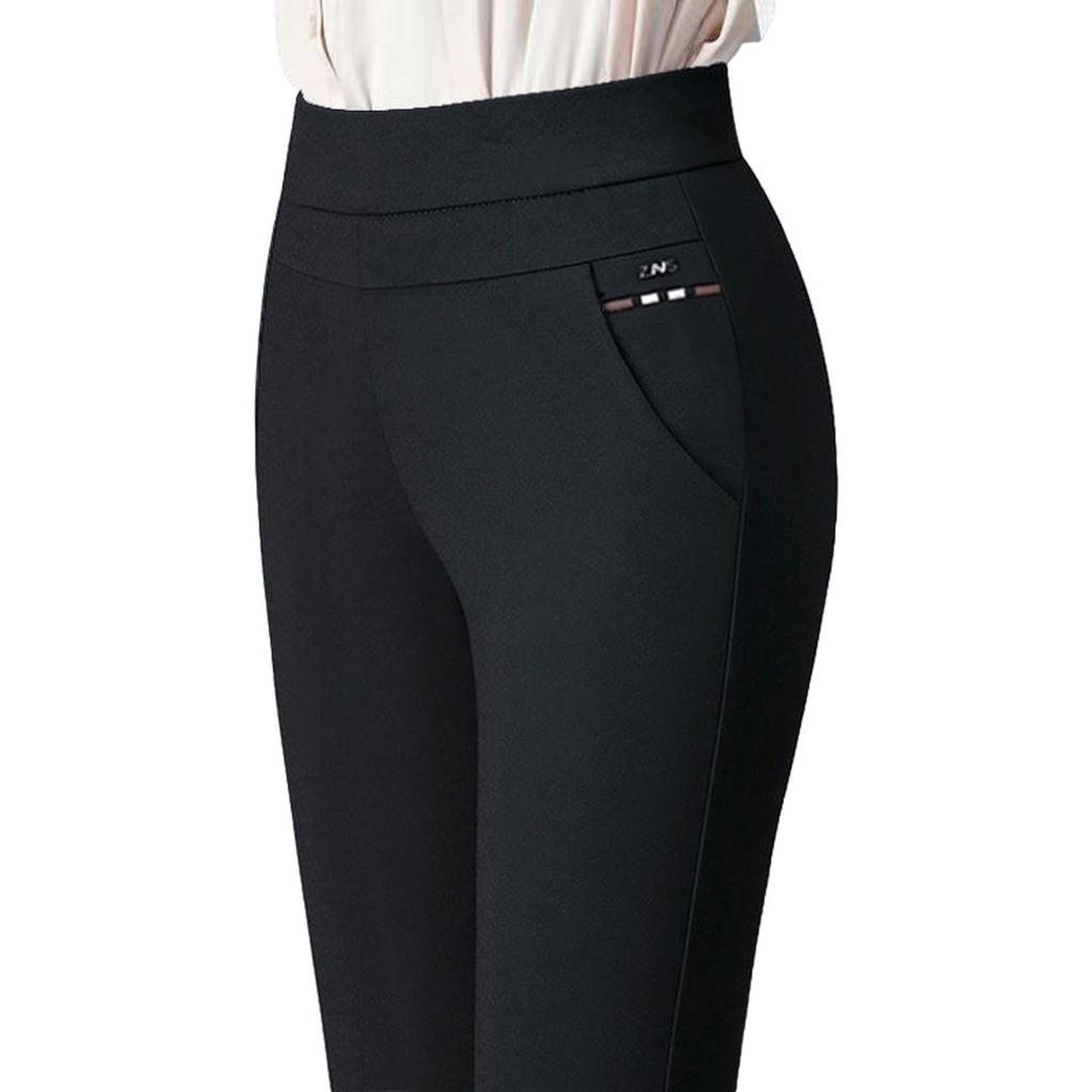 Damen Gerade Hose Elastische High-Waist Unterziehhose Businesshose 5XL schwarz von Joom DACH