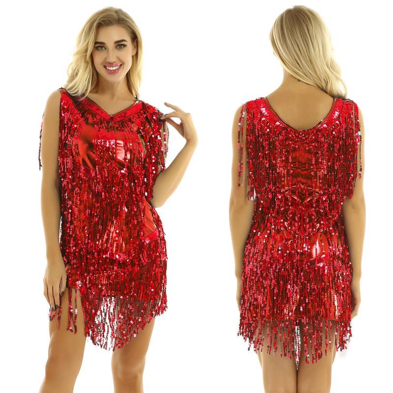 Damen Glitzer Pailletten Ballsaal Latein Tanzkleid Ärmellos Sparkle Party Cocktailkleider X rot Damen Glitzer Pailletten Ballsaal Latein Tanzkleid Ärmellos Sparkle Party Cocktailkleider X rot von Joom DACH