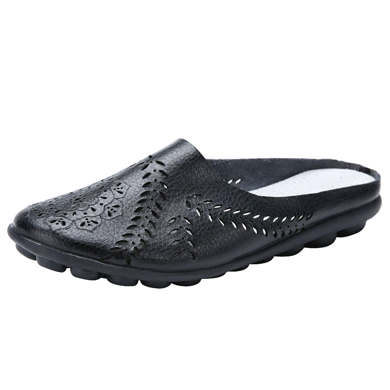 Damen Gracosy Clogs Schuhe Leder Loafer Slip On Pantoletten Antil Slip Strandsandalen 39 schwarz von Joom DACH