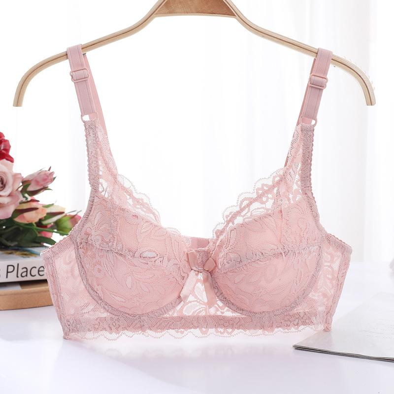 Damen Große Größen Unterwäsche Spitze Push Up BH Dünne Baumwolle Cup Unterwäsche BC 40/90 rosa von Joom DACH