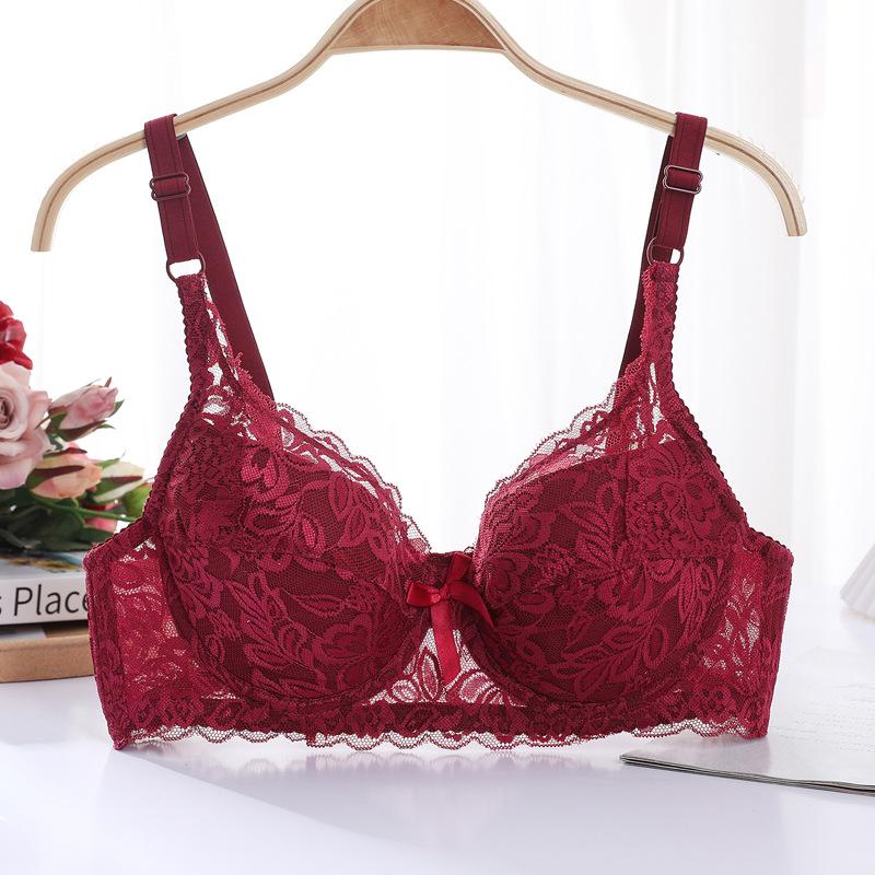 Damen Große Größen Unterwäsche Spitze Push Up BH Dünne Baumwolle Cup Unterwäsche BC 44/100 bordeaux von Joom DACH