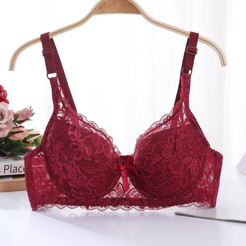 Damen Große Größen Unterwäsche Spitze Push Up BH Dünne Baumwolle Cup Unterwäsche BC 44/100 bordeaux von Joom DACH