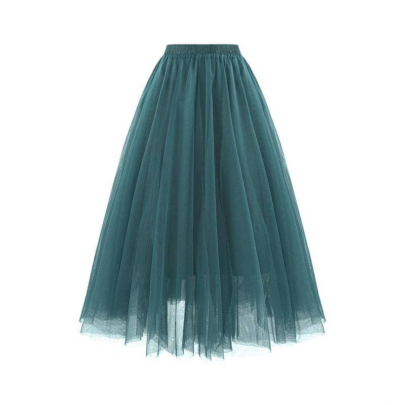 Damen Grün Tutu Rock A-Linie Mesh Plissee Tüll Mid-Calf Rock Hohe Taille Formelle Partykleidung Tanzen Puffiger Rock für Karneval XL von Joom DACH