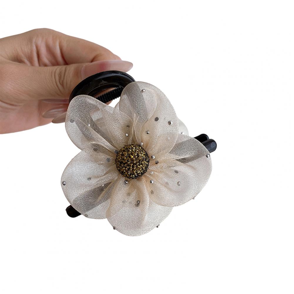 Damen Haarspange Kopfhautfreundliche Gaze Florale Haarspange Langlebige Half-Up Pferdeschwanz Hai-Klammer für Frauen Chignon kaffeebraun von Joom DACH