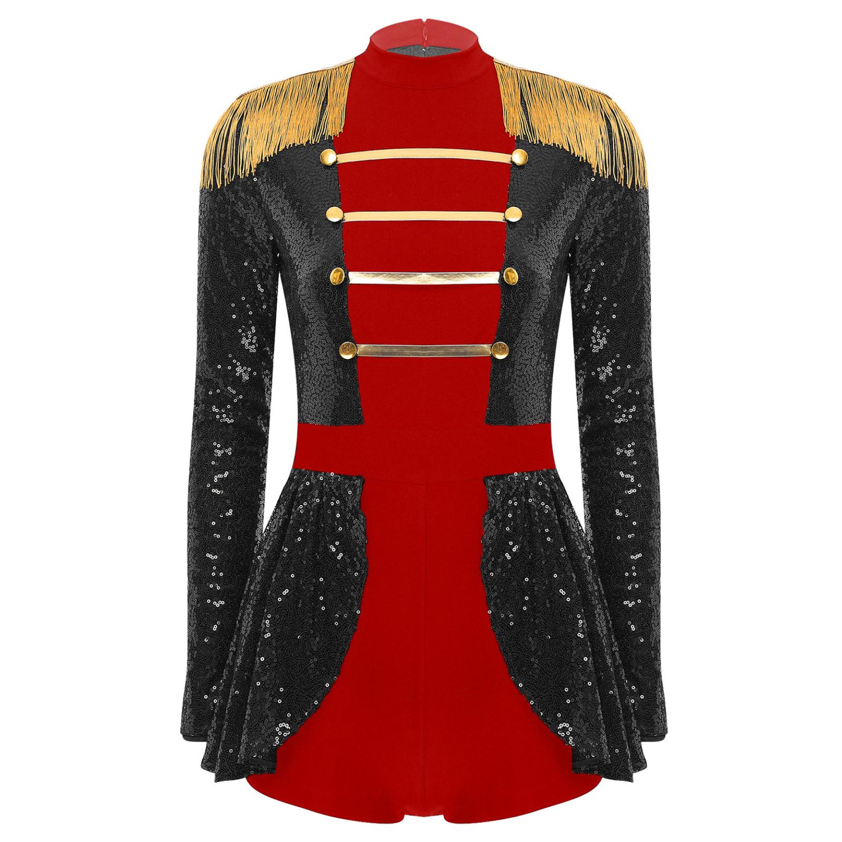 Damen Halloween Ringmaster Bodysuit Kleid Pailletten Overall Zirkus Cosplay Kostüme M schwarz von Joom DACH
