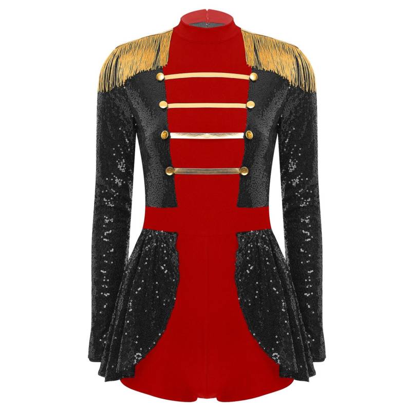 Damen Halloween Ringmaster Bodysuit Kleid Pailletten Overall Zirkus Cosplay Kostüme M schwarz von Joom DACH