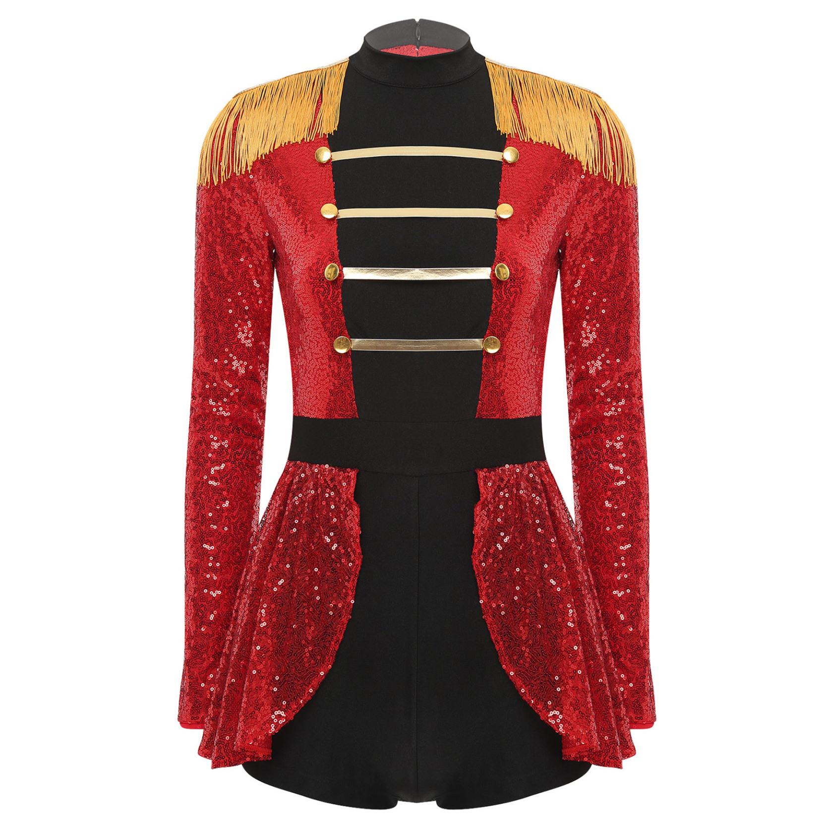 Damen Halloween Ringmaster Bodysuit Kleid Pailletten Overall Zirkus Cosplay Kostüme XL von Joom DACH