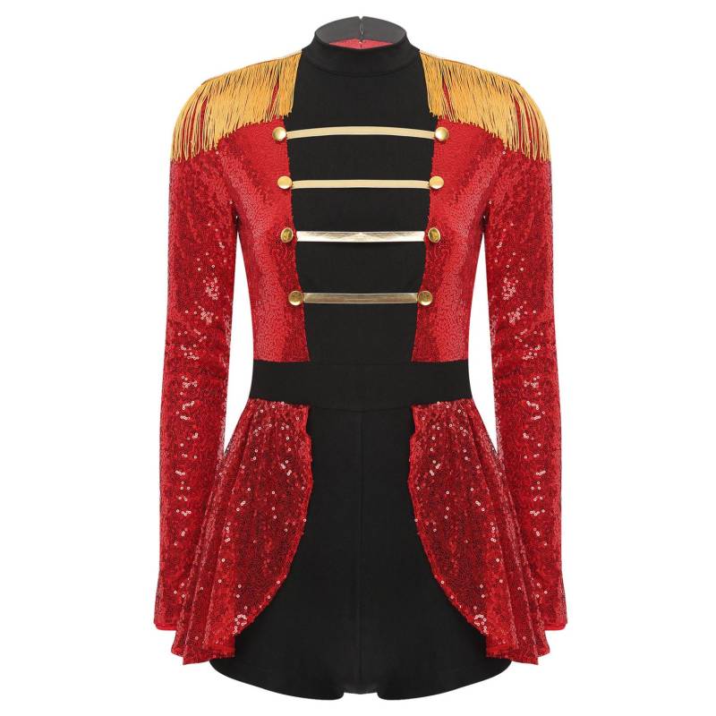 Damen Halloween Ringmaster Bodysuit Kleid Pailletten Overall Zirkus Cosplay Kostüme XL von Joom DACH