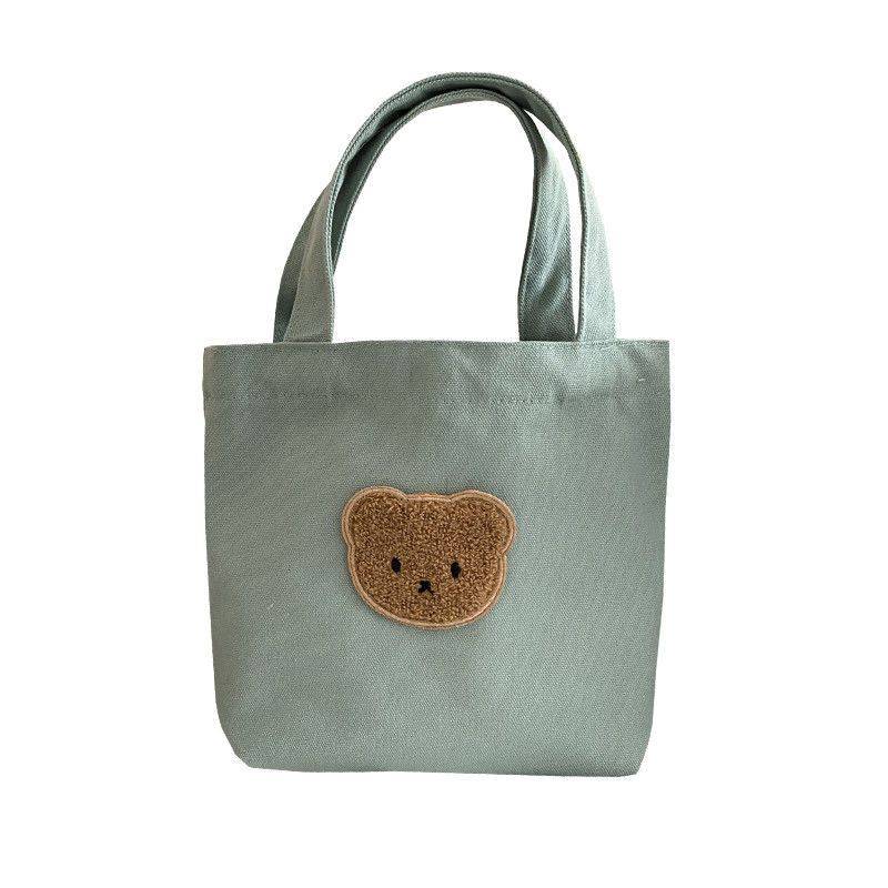 Damen Handtasche Casual Cute Bear Canvas Tasche Mädchen Praktische Mini Kleine Handtasche 18*21cm grün von Joom DACH