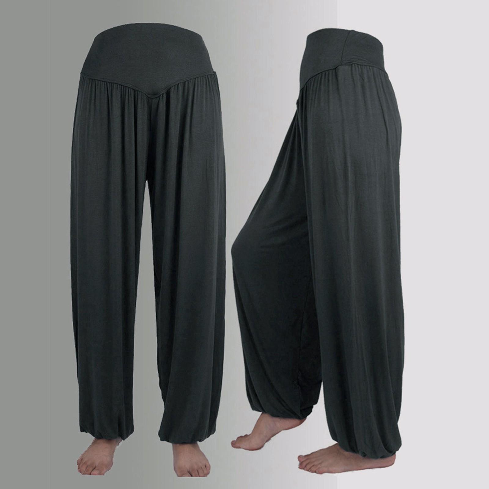 Damen-Haremshose, elastisch, locker, lässig, Baumwolle, weich, für Yoga, Sport, Tanz XL dunkelgraue von Joom DACH