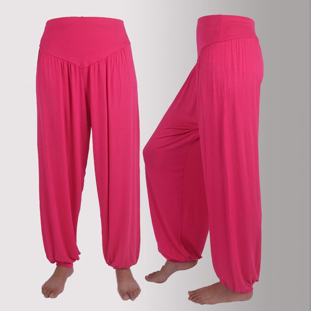 Damen-Haremshose, elastisch, locker, lässig, Baumwolle, weich, für Yoga, Sport, Tanz XXL heißes rosa von Joom DACH