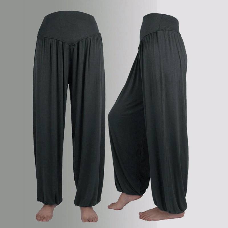 Damen-Haremshose, elastisch, locker, lässig, Baumwolle, weich, für Yoga, Sport, Tanz XXXL dunkelgraue von Joom DACH