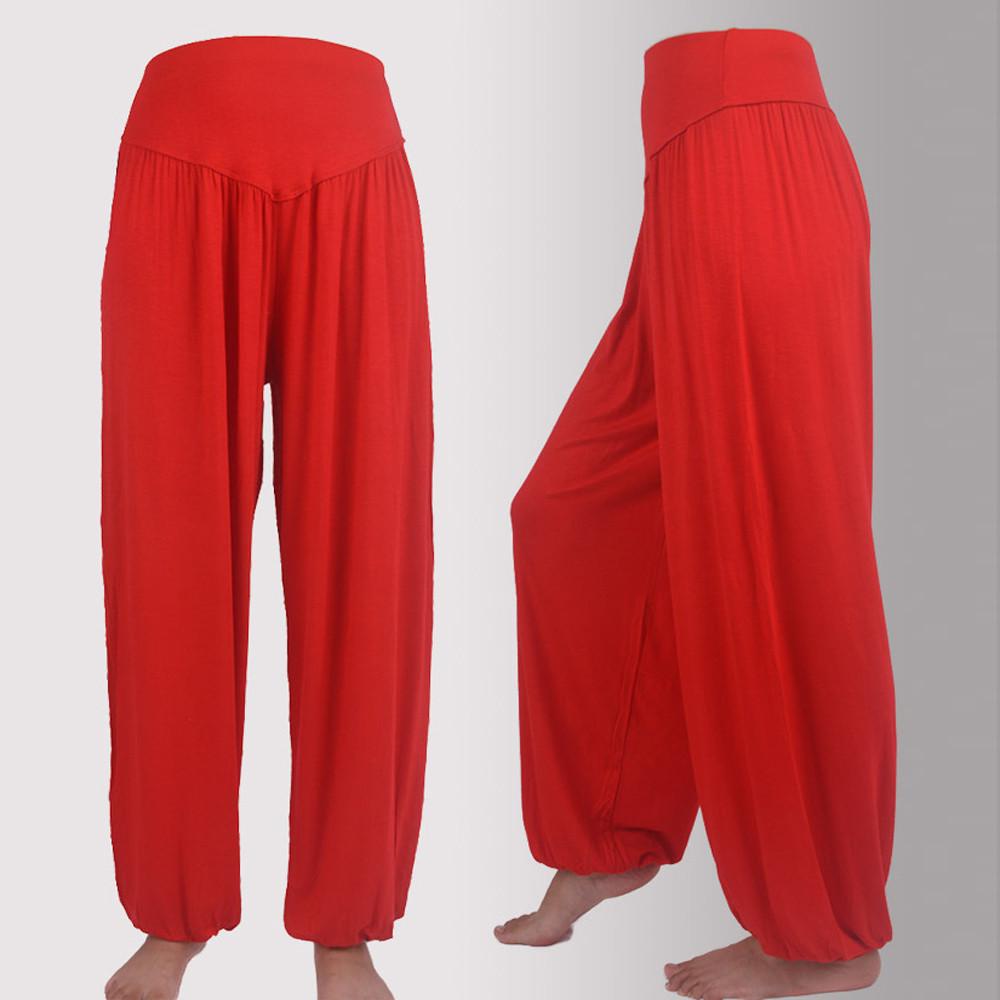Damen-Haremshose, elastisch, locker, lässig, Baumwolle, weich, für Yoga, Sport, Tanz XXXL rot von Joom DACH