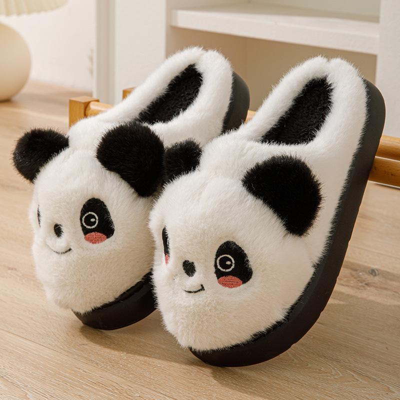 Damen Hausschuhe Niedliche Cartoon Panda Tier Hausschuhe Mädchen Eisbär Zuhause Warme Schuhe Weibliche Plüsch Winter Baumwollhausschuhe 38-39 von Joom DACH