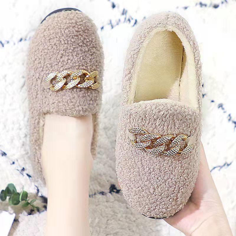 Damen Hausschuhe mit Plüschfutter, warm, Mokassins, Slipper, modisch, für Damen 40 khaki von Joom DACH