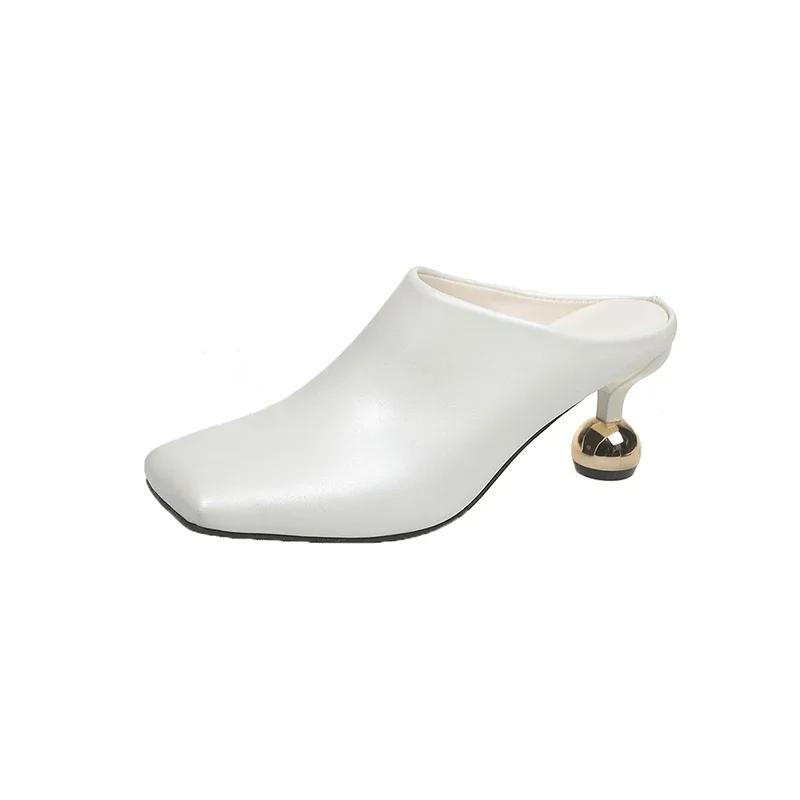 Damen Hausschuhe mit quadratischer Zehenpartie und speziell geformtem Absatz, Damen-Pantoletten, Frühling, Sling-Absatz, formelle Pumps, Outdoor, Zapatillas de Mujer 39 off-weiße von Joom DACH