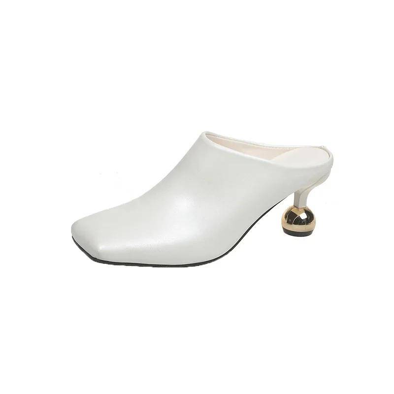 Damen Hausschuhe mit quadratischer Zehenpartie und speziell geformtem Absatz, Damen-Pantoletten, Frühling, Sling-Absatz, formelle Pumps, Outdoor, Zapatillas de Mujer 39 off-weiße von Joom DACH