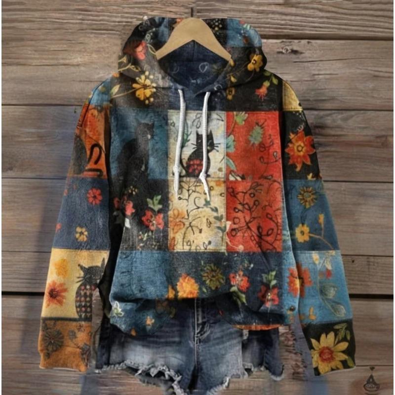 Damen Herbst/Winter Mode Langarm Hoodie Harajuku Tier Frauen Hoodie Casual Oversize Pullover 2025 Retro Top Kleidung S von Joom DACH