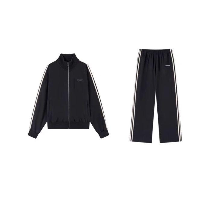 Damen Herbst Campus Freizeitset: Drei-Streifen-Jacke mit Reißverschluss und Sweatpants 2XL von Joom DACH