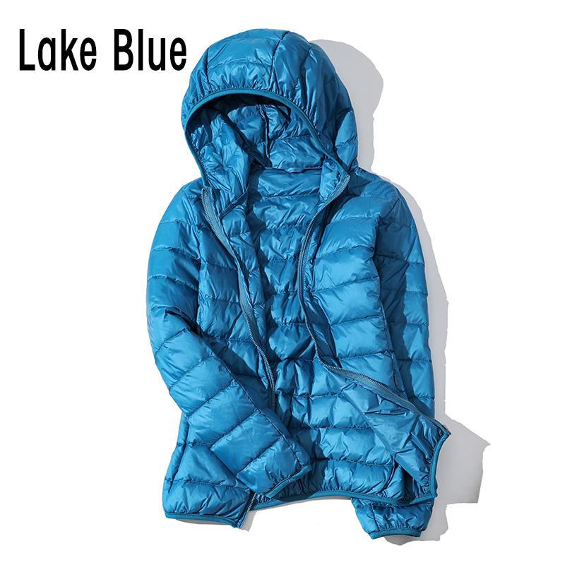 Damen-Herbst-Daunenjacke mit weißer Ente, winddicht, mit Kapuze, warm, lässig, Winter, M-5XL 5XL see-blaue von Joom DACH