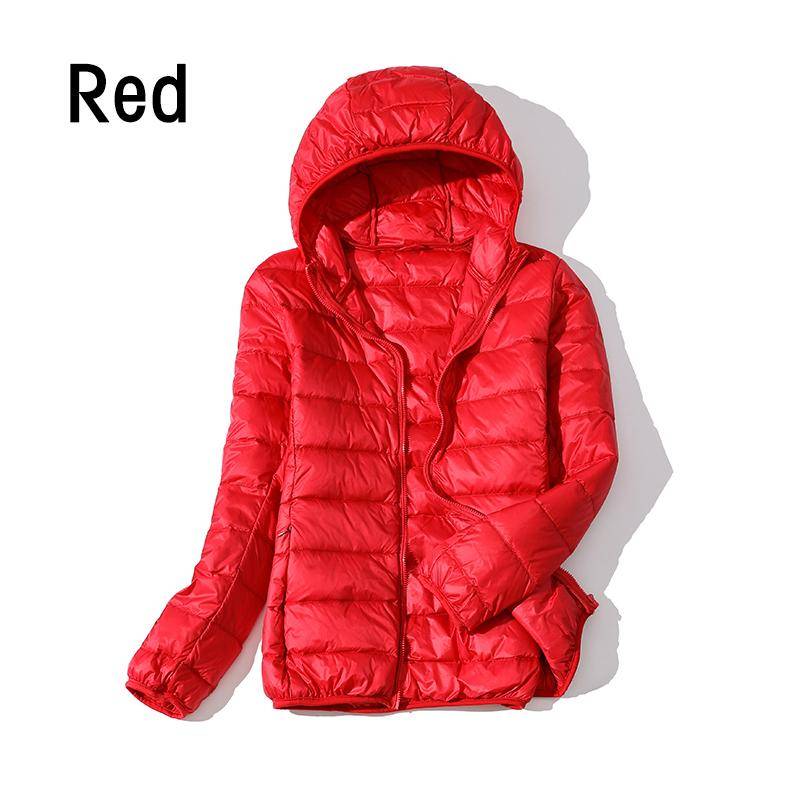 Damen-Herbst-Daunenjacke mit weißer Ente, winddicht, mit Kapuze, warm, lässig, Winter, M-5XL 8XL rot von Joom DACH