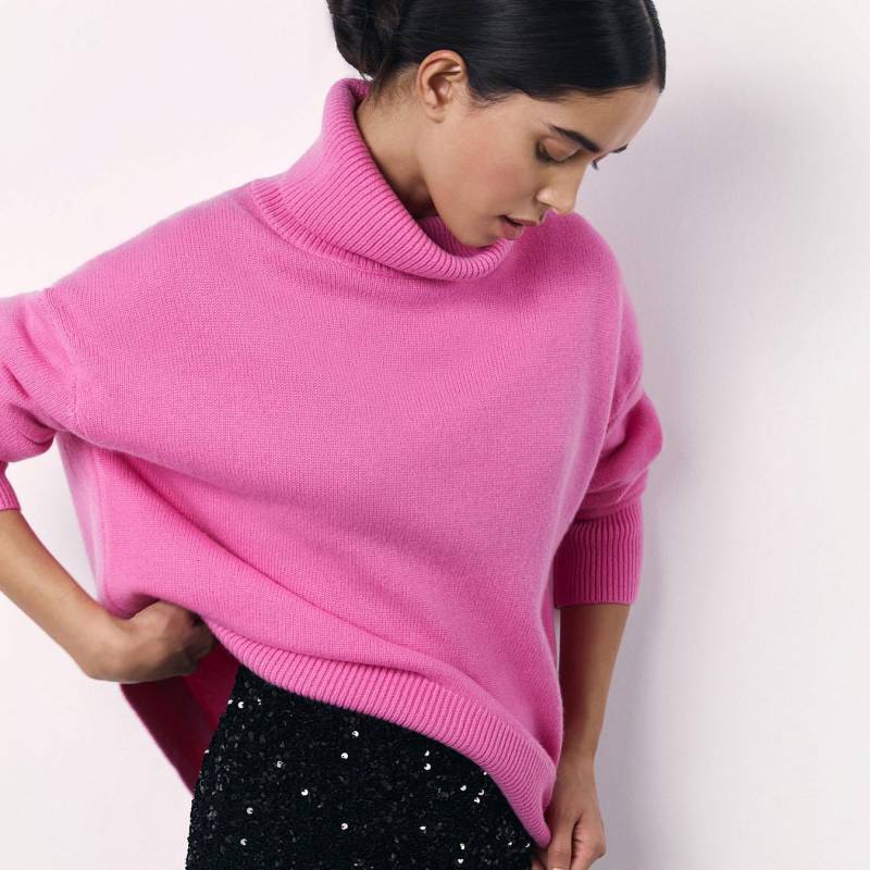 Damen Herbst Winter Casual High Collar Ärmel Strickpullover S rosa von Joom DACH