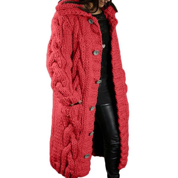 Damen Herbst Winter Langarm Strickjacke Mantel Lässig Streetwear Kapuzenpullover Mantel Plus Größe 5XL XXXXXL von Joom DACH