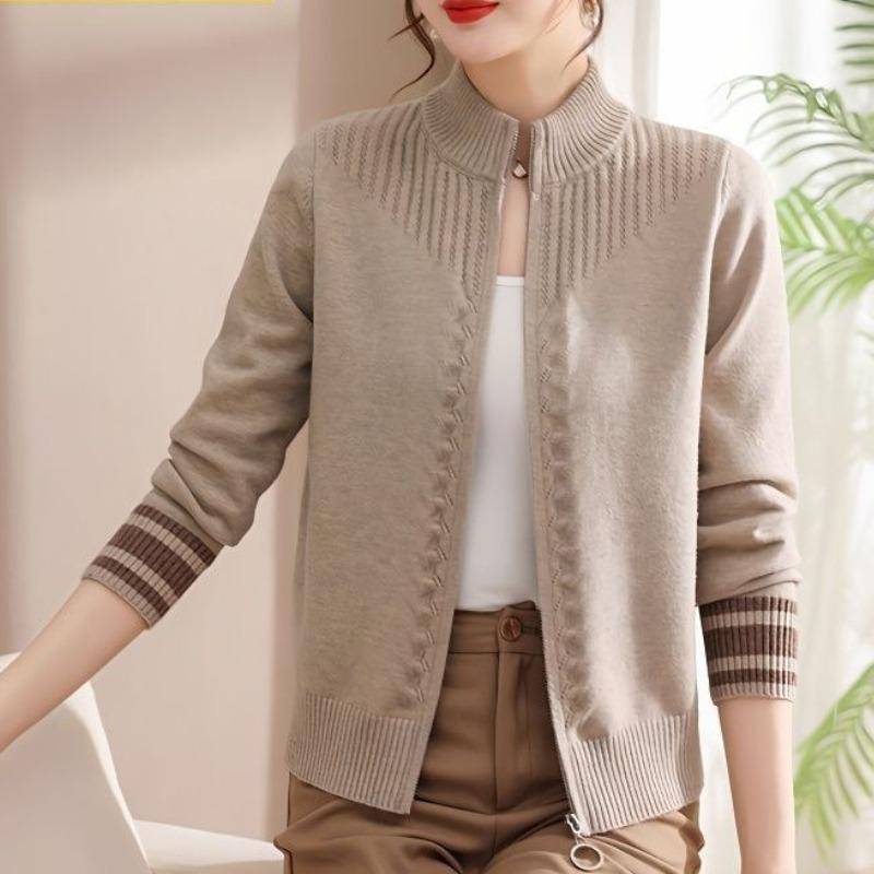 Damen Herbst Winter Rollkragenpullover Solide Schraubgewinde Reißverschluss Langarm Strickjacke Pullover Strickmäntel Mode Casual Tops XL von Joom DACH