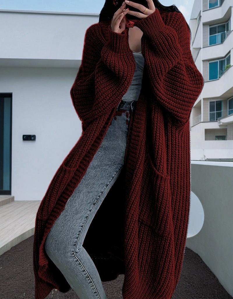 Damen Herbst Winter Warme Strickpullover Locker Lässiger Lazy Style Langer Cardigan Mantel XXL von Joom DACH