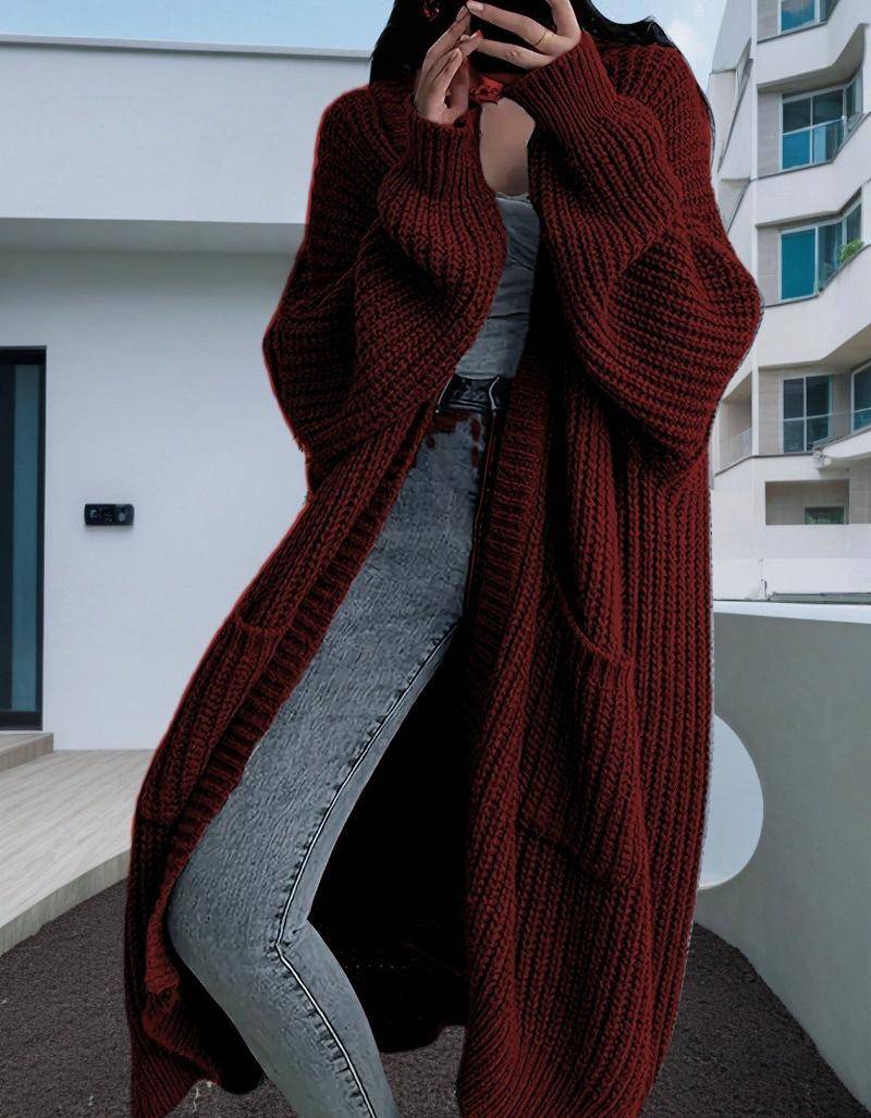 Damen Herbst Winter Warme Strickpullover Locker Lässiger Lazy Style Langer Cardigan Mantel XXL von Joom DACH