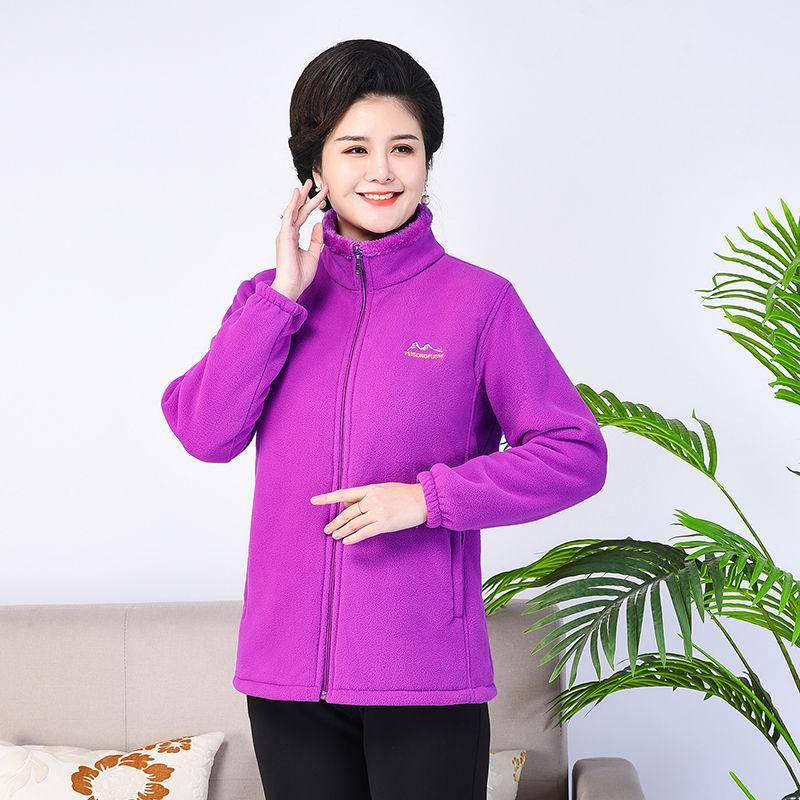 Damen Herbst und Winter Coral Fleece Polar Fleece Jacke Damen Plus Fleece Dicker Fleece Top Pullover XL licht lila von Joom DACH