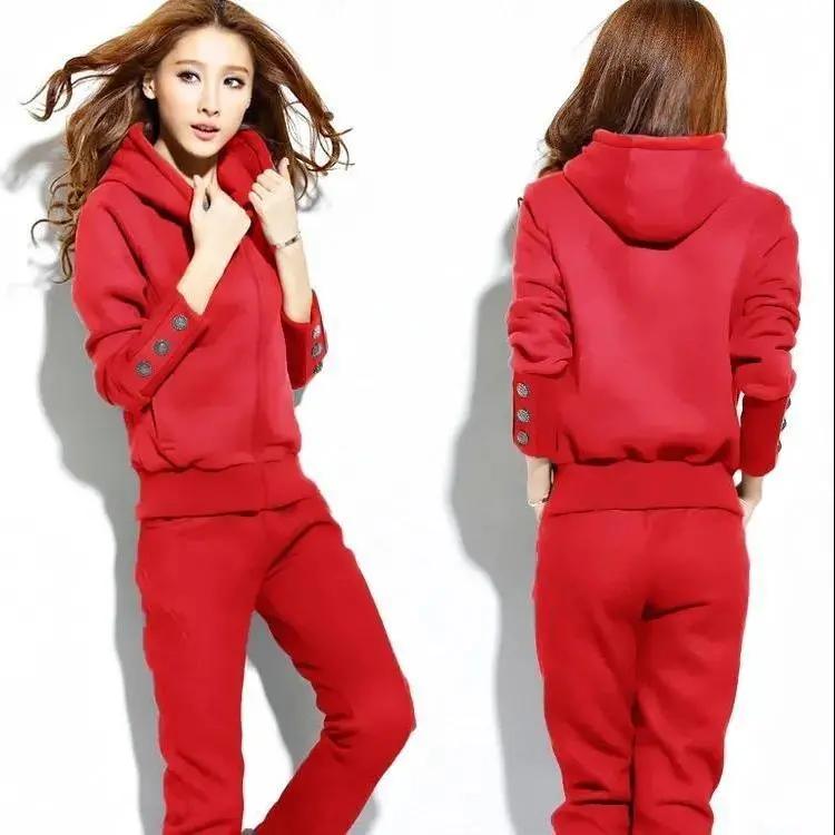 Damen Herbst- und Winter-Gepolsterter und Verdickter Anzug Einfarbig Temperament Kapuzen-Sweatshirt + Sport- und Freizeithose Zweiteiliges Set XS rot Damen Herbst- und Winter-Gepolsterter und Verdickter Anzug Einfarbig Temperament Kapuzen-Sweatshirt + Sport- und Freizeithose Zweiteiliges Set XS rot von Joom DACH