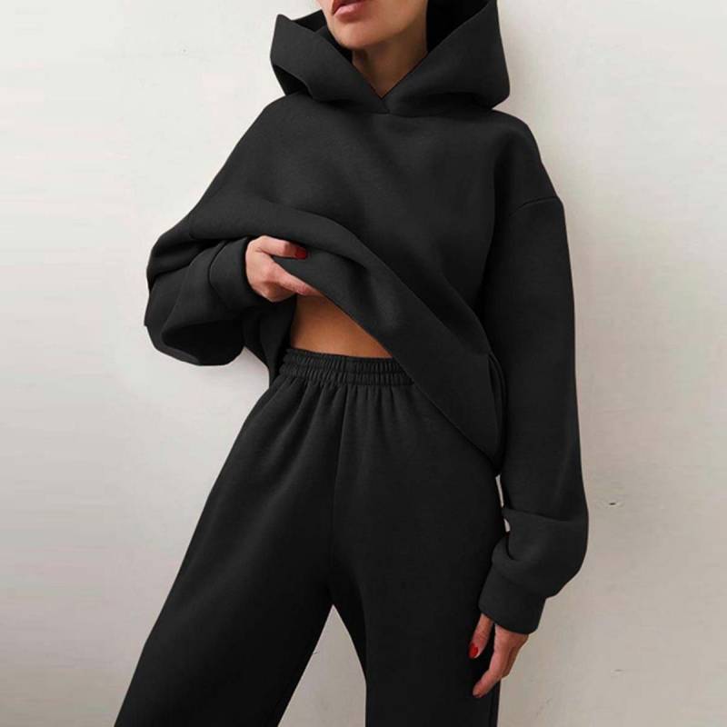 Damen Herbst- und Winter-Hoodie-Set, lässige und modische Sporthose mit Fleece-Hoodie-Set M schwarz Damen Herbst- und Winter-Hoodie-Set, lässige und modische Sporthose mit Fleece-Hoodie-Set M schwarz von Joom DACH