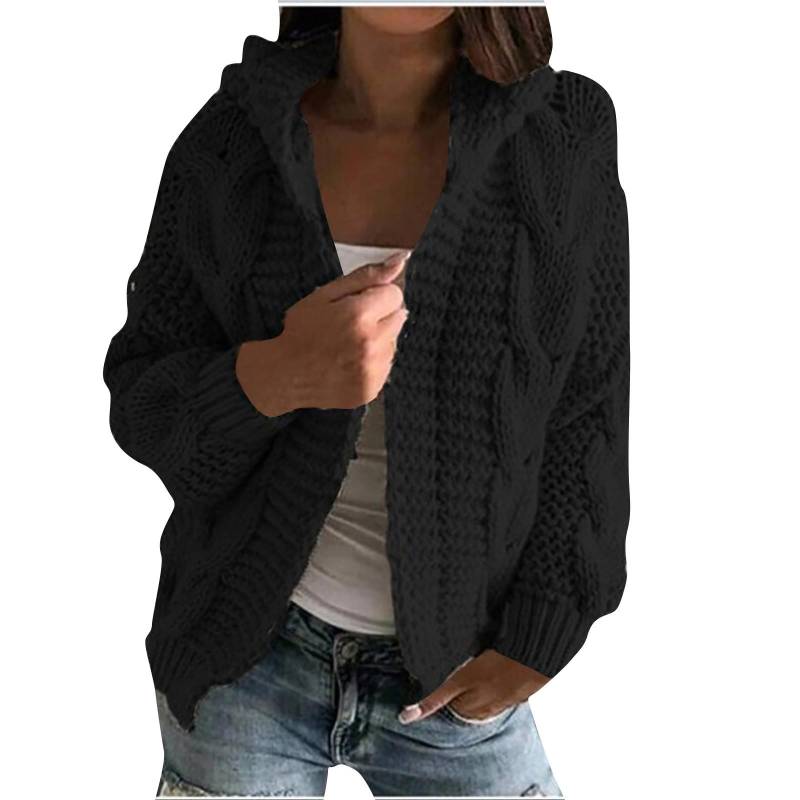 Damen Herbst und Winter Kapuzenjacke Einfarbig Strickjacke Pullover M schwarz Damen Herbst und Winter Kapuzenjacke Einfarbig Strickjacke Pullover M schwarz von Joom DACH